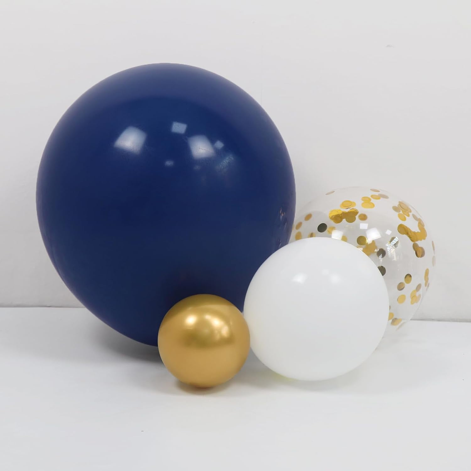 Navy Blue and Gold Balloons Arch Garland Kit 164pcs Different Sizes Balloons 5 10 12 18 with Gold Confetti Balloons for Anniversary Wedding New Year Birthday Party Decorations