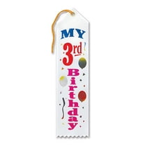 Pack of 6 White "My 3rd Birthday Award" School Award Ribbon Bookmarks 8"
