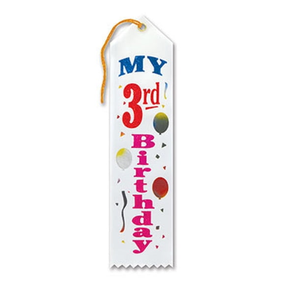 Pack of 6 White "My 3rd Birthday Award" School Award Ribbon Bookmarks 8"