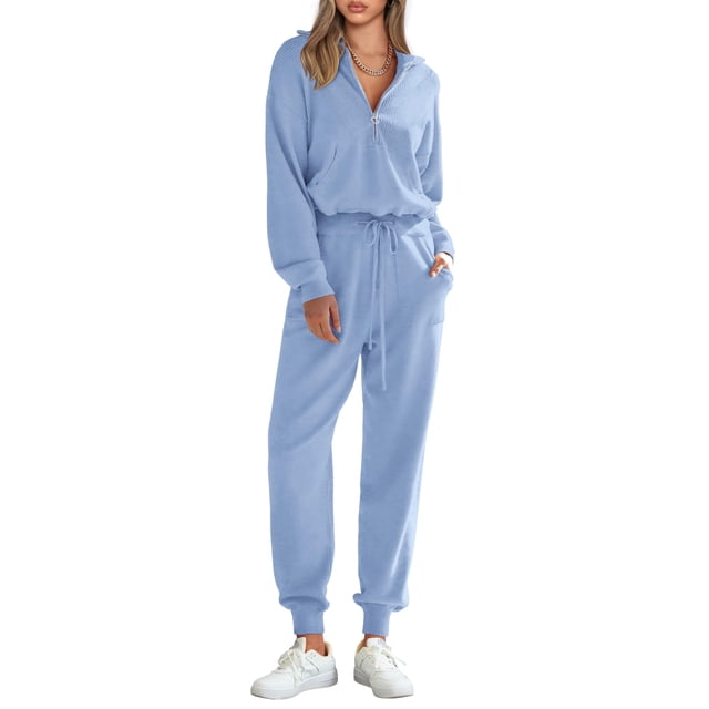 Conjunto Deportivo PRETTYGARDEN 2 Piezas Azul Claro Talle S