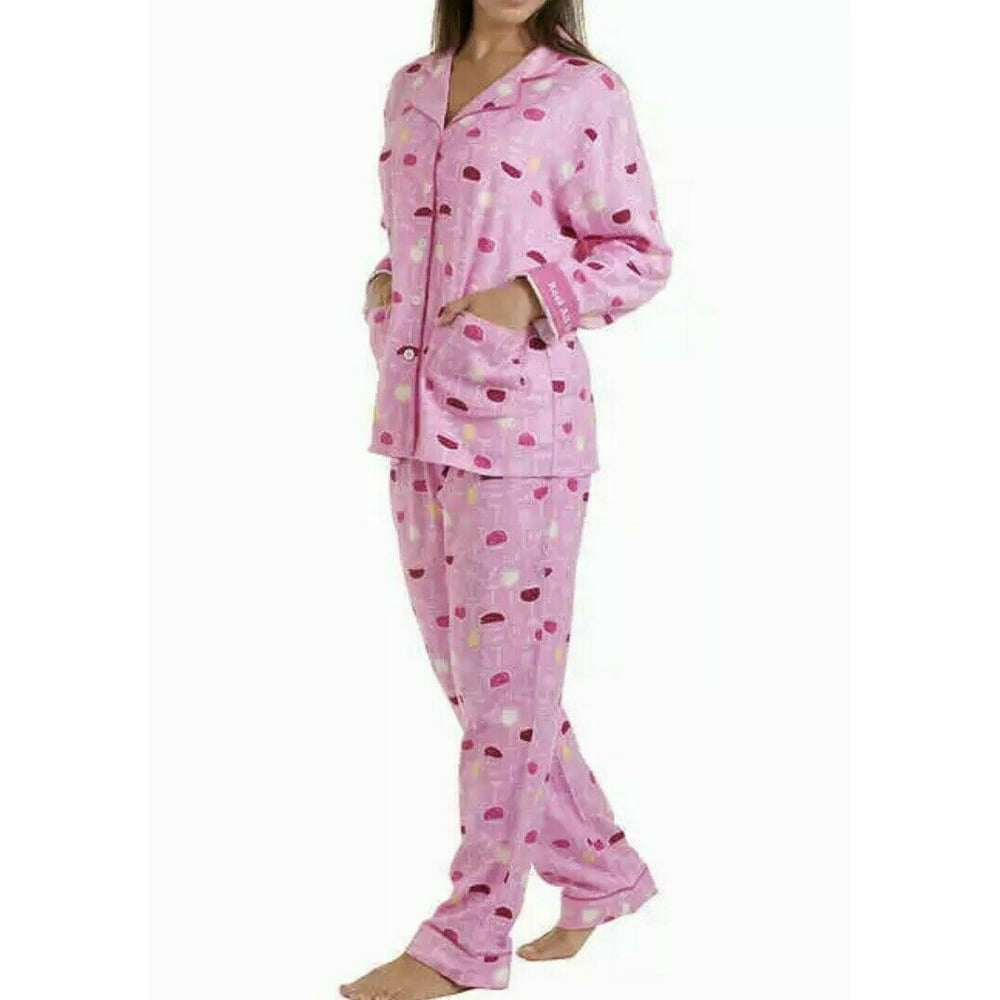 Live Love Lounge Women's Flannel Pajamas PJ Set Pockets Rose All Day