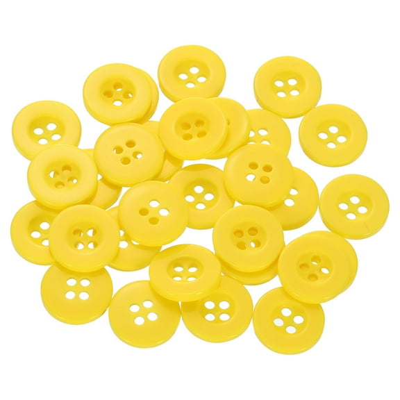 60pcs 24L Sewing Buttons 5/8"(15mm) Resin Round Flat 4-Hole Craft Replacement Buttons for Sewing Clothing and DIY, Yellow
