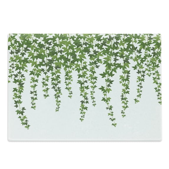 Vines Cutting Board, Garden Theme Plant Grape Leaves Ivy Illustration, Decorative Tempered Glass Cutting and Serving Board, in 3 Sizes, by Ambesonne
