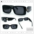 thumbnail image 2 of Womens Luxury Narrow Rectangle Designer Plastic Thick Arm Sunglasses Black Gold - Black, 2 of 8
