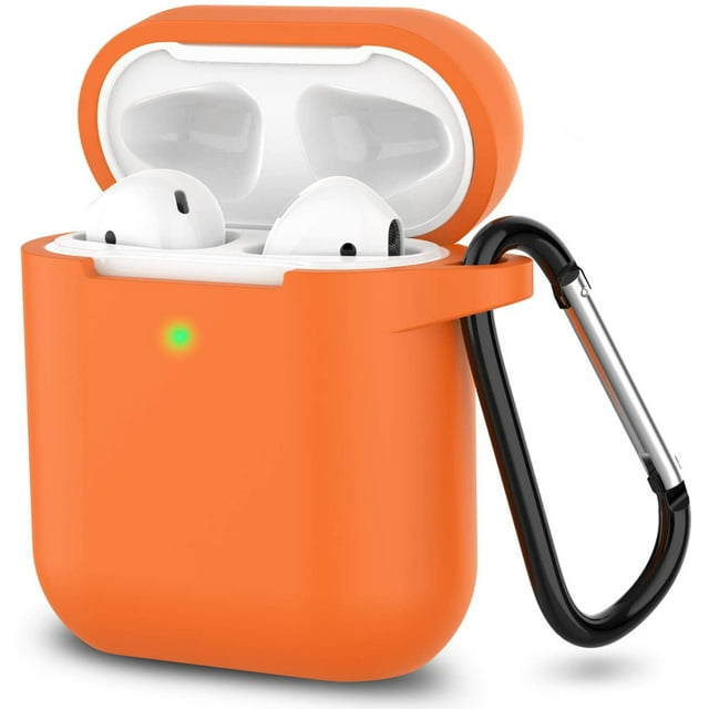 AirPods Case, Full Protective Silicone AirPods Accessories Cover Compatible with AirPods 1&2 Wireless and Wired Charging Case(Front LED Visible),Bright Orange
