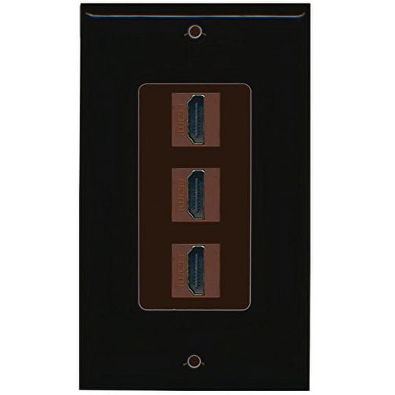 RiteAV HDMI 2.0 Keystone Decorative Wall Plate - Black/Brown 3 Port