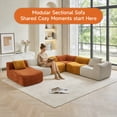 thumbnail image 5 of Modular Sectional Sofa, Teddy Fleece Compressed Couch, Boneless Design L-Shaped Sofa with Chaise Lounge, Free Combination Arrange in Any Shape, No Assembly Cloud Sofa for Living Room Small Apartment, 5 of 8