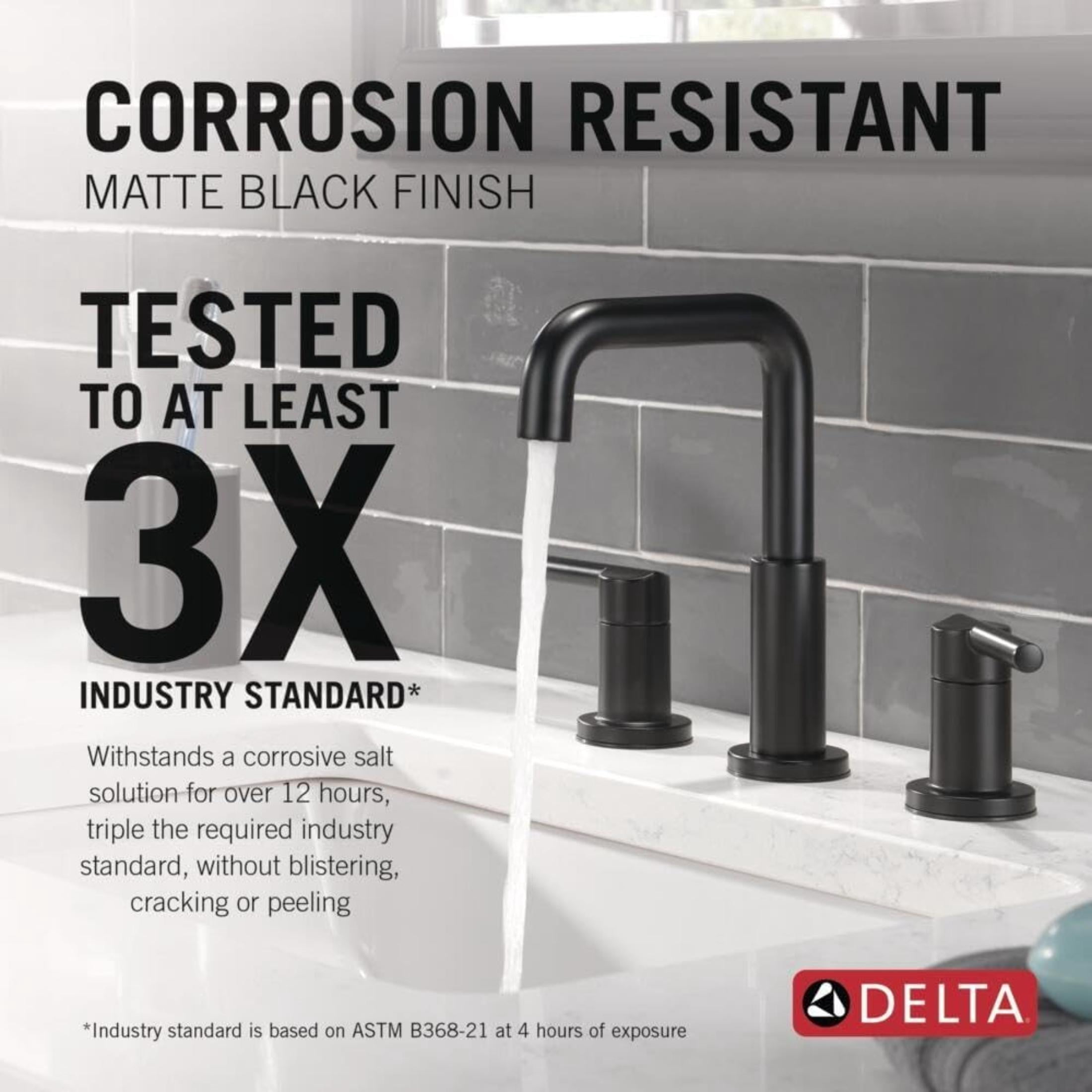 Delta Faucet Nicoli Widespread Bathroom Faucet 3 Hole, Matte Black Bathroom Faucet, Bathroom Sink Faucet, Drain Assembly, Matte Black