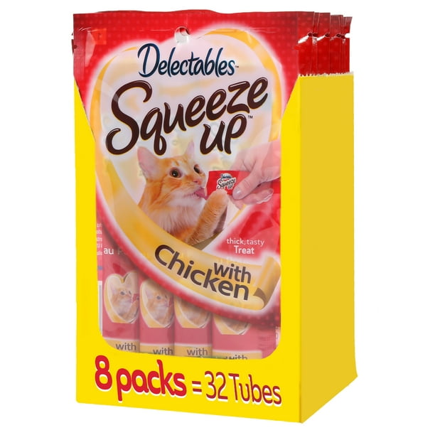Hartz Delectables Squeeze Up Chicken Flavor Wet Treat for Cats, 0.5oz Tube (32 Count)