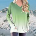 thumbnail image 2 of Ahuyic Womens Blouse Print V Neck Long Sleeve Loose T-Shirt Casual Top for Women XXL Green, 2 of 5