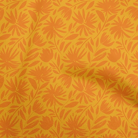 oneOone Viscose Jersey Yellow Fabric Abstract Floral Sewing Fabric By The Yard Printed Diy Clothing Sewing Supplies 60 Inch Wide