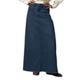 thumbnail image 2 of Women Trendy Denim Maxi Skirt High Waist A-Line Frayed Hem Loose Long Jean Skirt Dark Blue S, 2 of 6