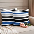 thumbnail image 2 of Navy Blue Black Stripe Outdoor Waterproof Pillow Covers, Modern Abstract Coarse Striped Decorative Square Throw Pillowcase Sofa Cushion Sham for Patio/Couch/Chair, 18"x18" 2 Pack, 2 of 8
