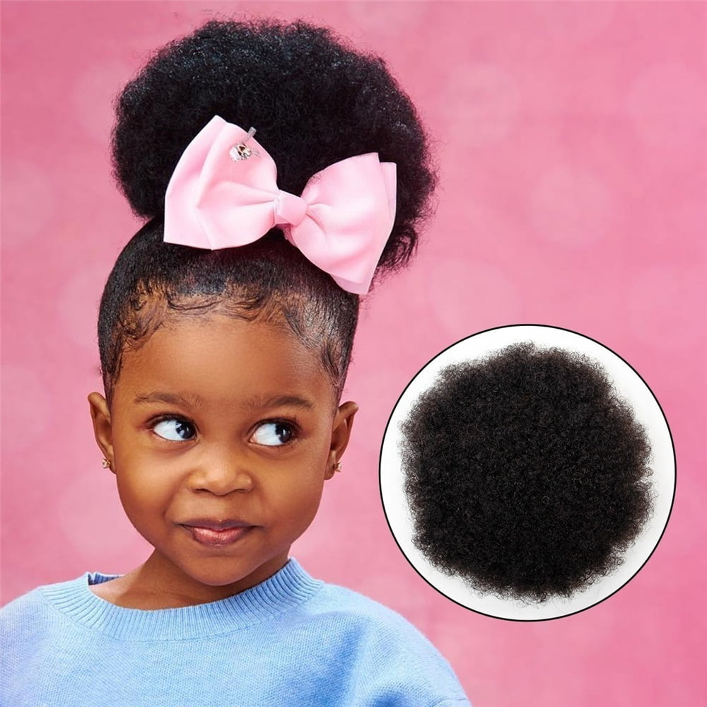 Afro Puff Bun Hair Piece 4 6 8 Inch Kinky Curly Human Hair Drawstring Ponytail Hair Extensions