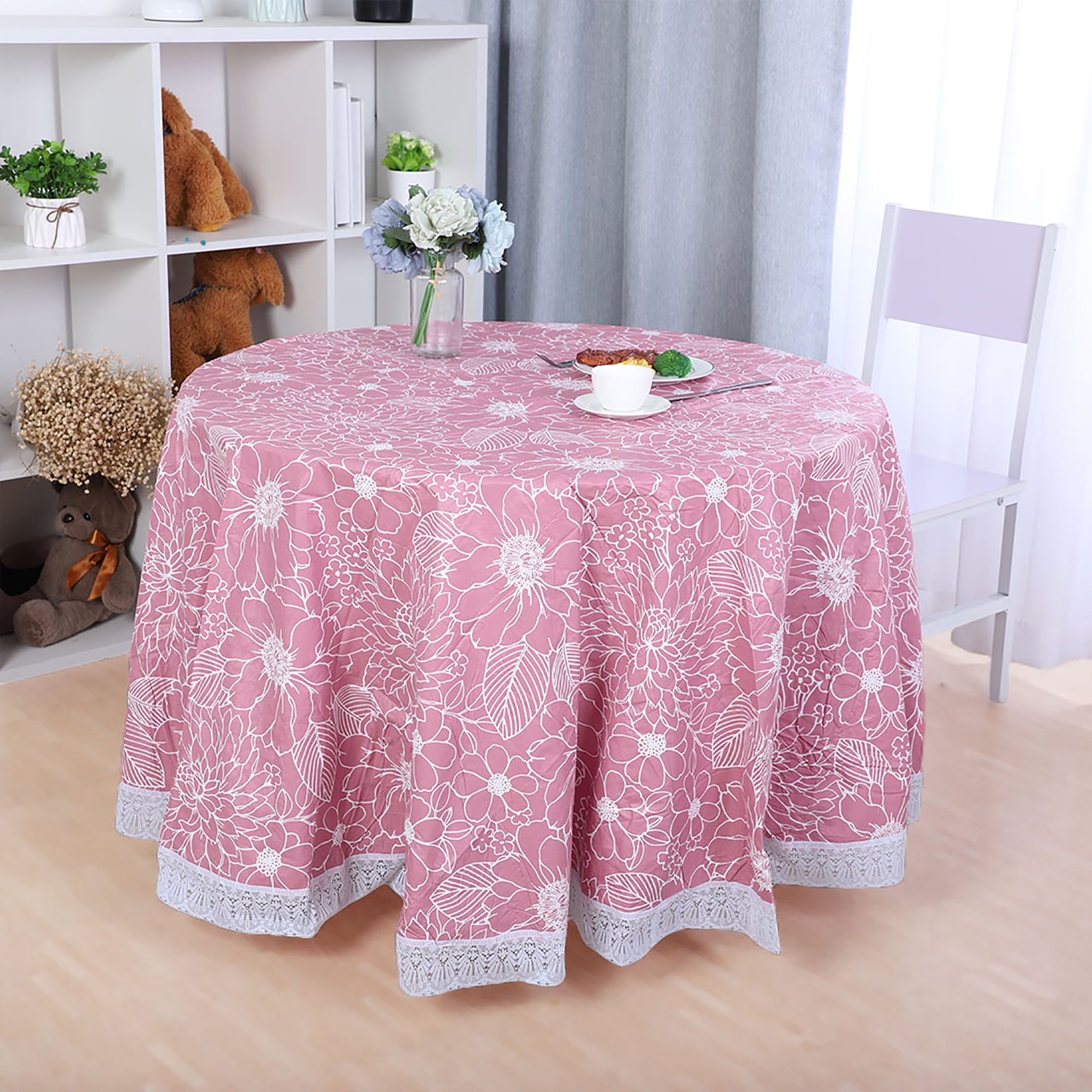 Tablecloths Round 72 PVC Table Cover Flower Edge Party Table Cloth