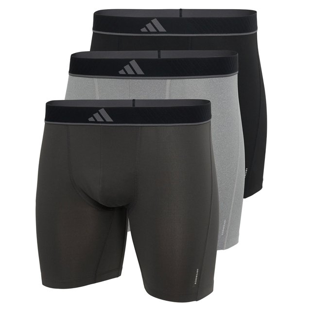 adidas Calzoncillos bóxer Hombre, Lote de 3 - Boxer Briefs, Active Micro Flex Eco, logo, color sólido Negro/Gris L (Large)
