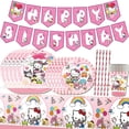 thumbnail image 2 of Decoración de fiesta de cumpleaños con tema de Hello Kitty para niños, plato de taza de papel, regalos de globos de gatito rosa, suministros de Decoración de Pastel, 2 of 4