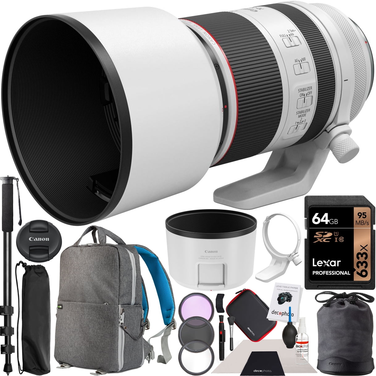 Canon Rf 70 0mm F2 8 L Is Usm Lens L Series Telephoto Zoom 3792c002 For Eos R Rp Mirrorless Rf Mount Camera Bundle With 77mm Photography Filter Kit Deco Gear Backpack Case