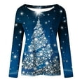 thumbnail image 4 of Blusa de manga larga con cuello redondo y estampado de árbol de Navidad para mujer Pompotops  FGAJ12536, 4 of 5
