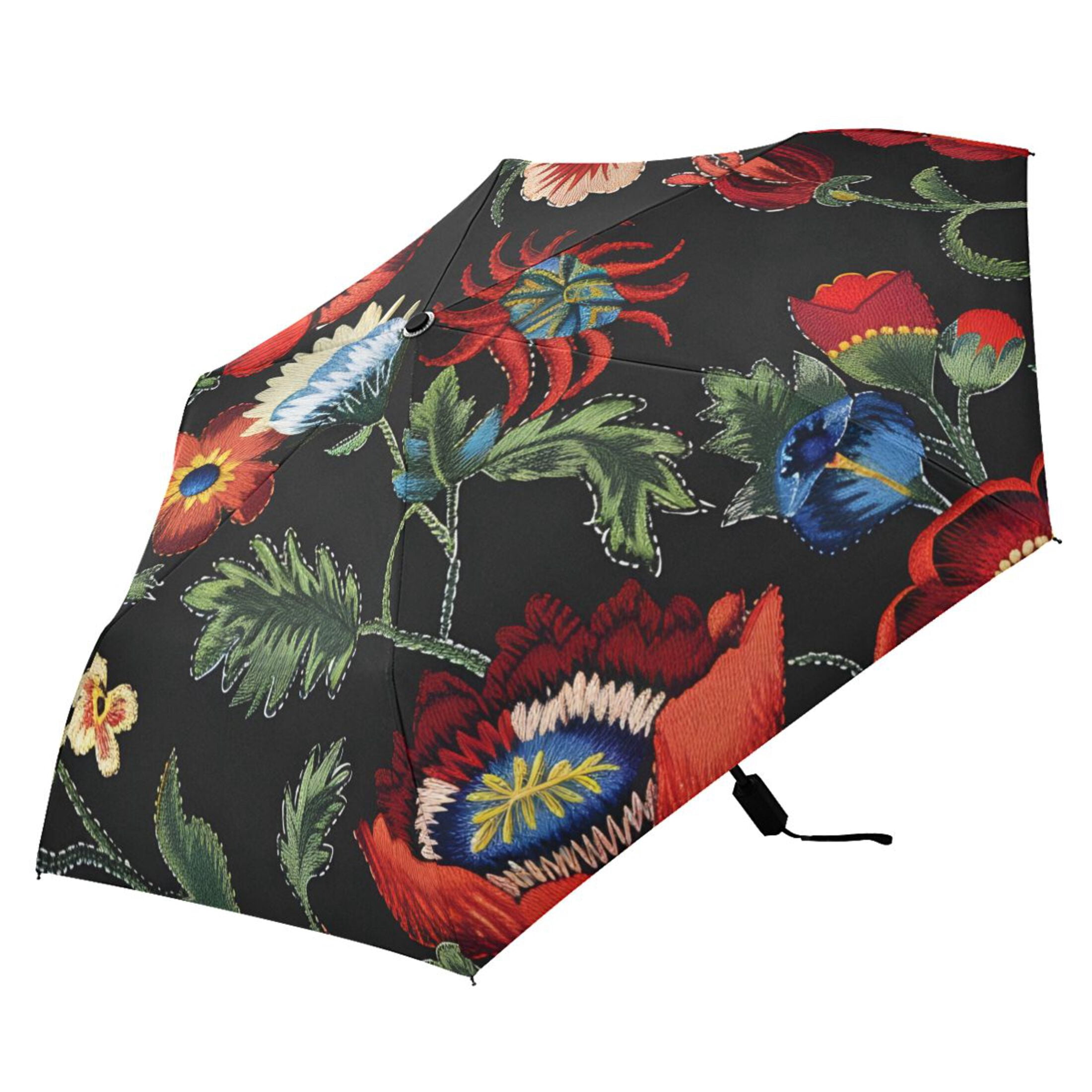 ALAZA Vintage Retro Flowers UPF 50+ Compact Folding Umbrella for Rain Travel Umbrella Packable