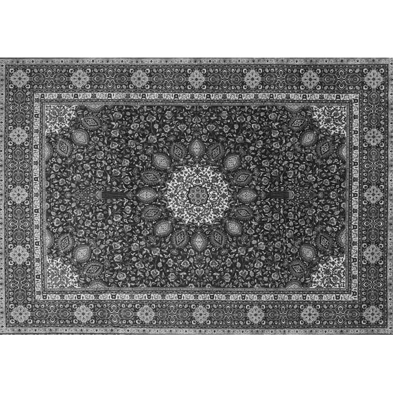 Ahgly Company Indoor Rectangle Medallion Gray Traditional Area Rugs, 5' x 7'