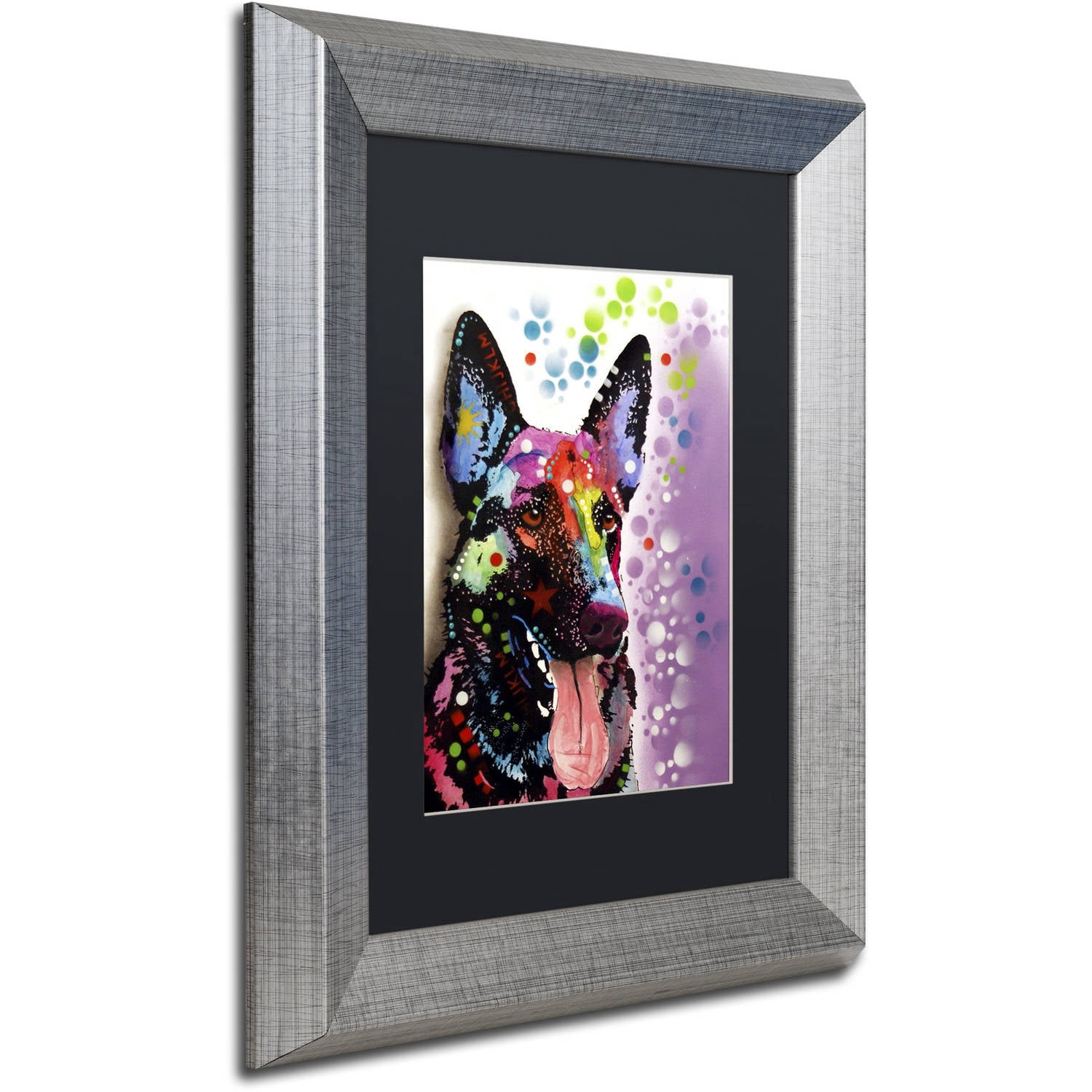 "German Shepherd II" Canvas Art by Dean Russo, Black Matte, Silver Frame