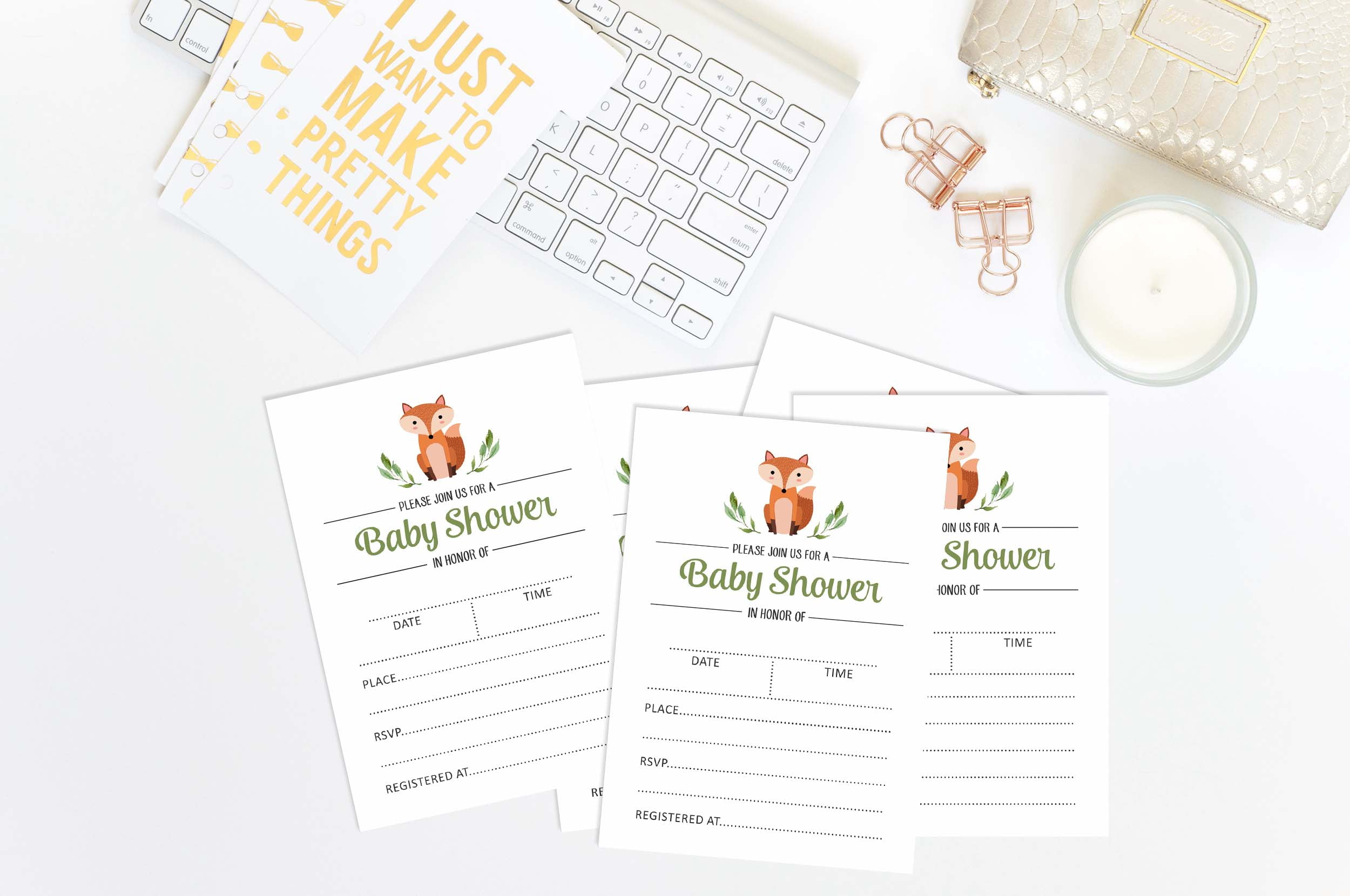 Inkdotpot 30 Fill In StyleBaby Shower Invitation Cards Jungle Animals Gender Neutral Blank Invites