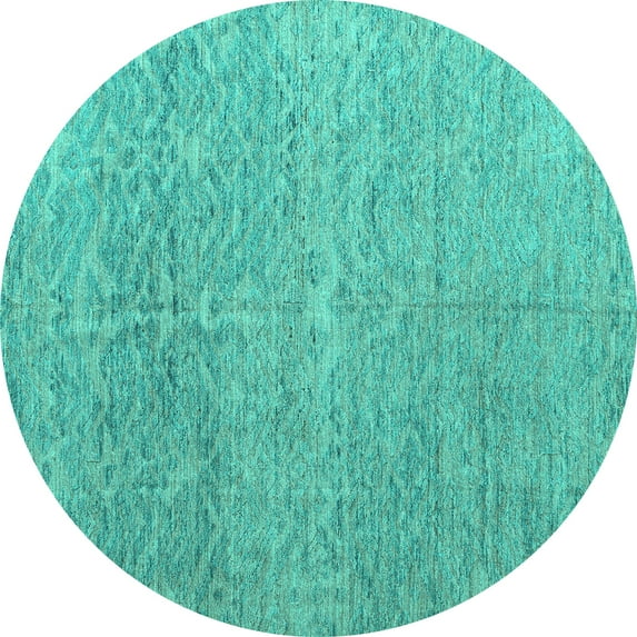 Ahgly Company Indoor Round Abstract Turquoise Blue Modern Area Rugs, 6' Round