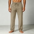 thumbnail image 2 of Leidass Mens Breathable Casual Khaki Pants Lightweight Thin Loose Fit Pants for Summer Beach with Elastic Waist Khaki XL, 2 of 6