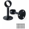 thumbnail image 1 of Curtain Rod Bracket Wardrobe Rod Bracket With Screws Ceiling Bracket For Curtain And Wardrobe, Matte Black Stainless Steel, Diameter 25mm, 2 Pcs, 1 of 5