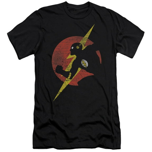 JLA Justice League Flash Symbol Knockout S/S Adult 30/1 T-Shirt Black