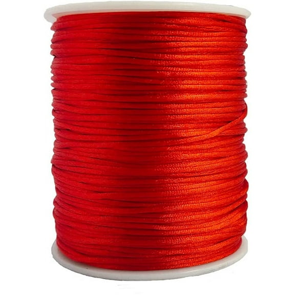 1.5 mm Nylon Satin Cord Beading Braided Thread String for Macrame Bracelets Chinese Knotting,Necklaces,Jewelry Making 109 Yards (Red)