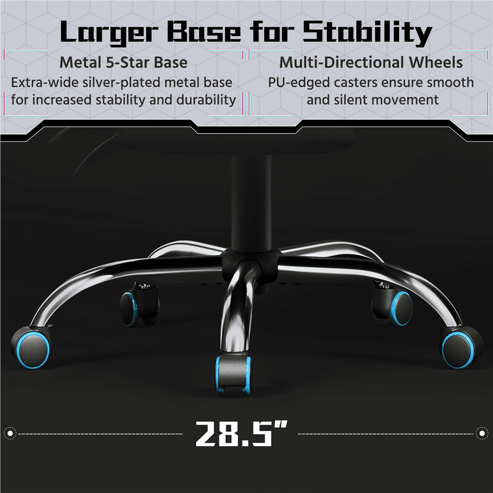 Alden Design Ergonomic High Back Gaming Chair with Massage Lumbar Pillow and Padded Armrests, Black/Gray