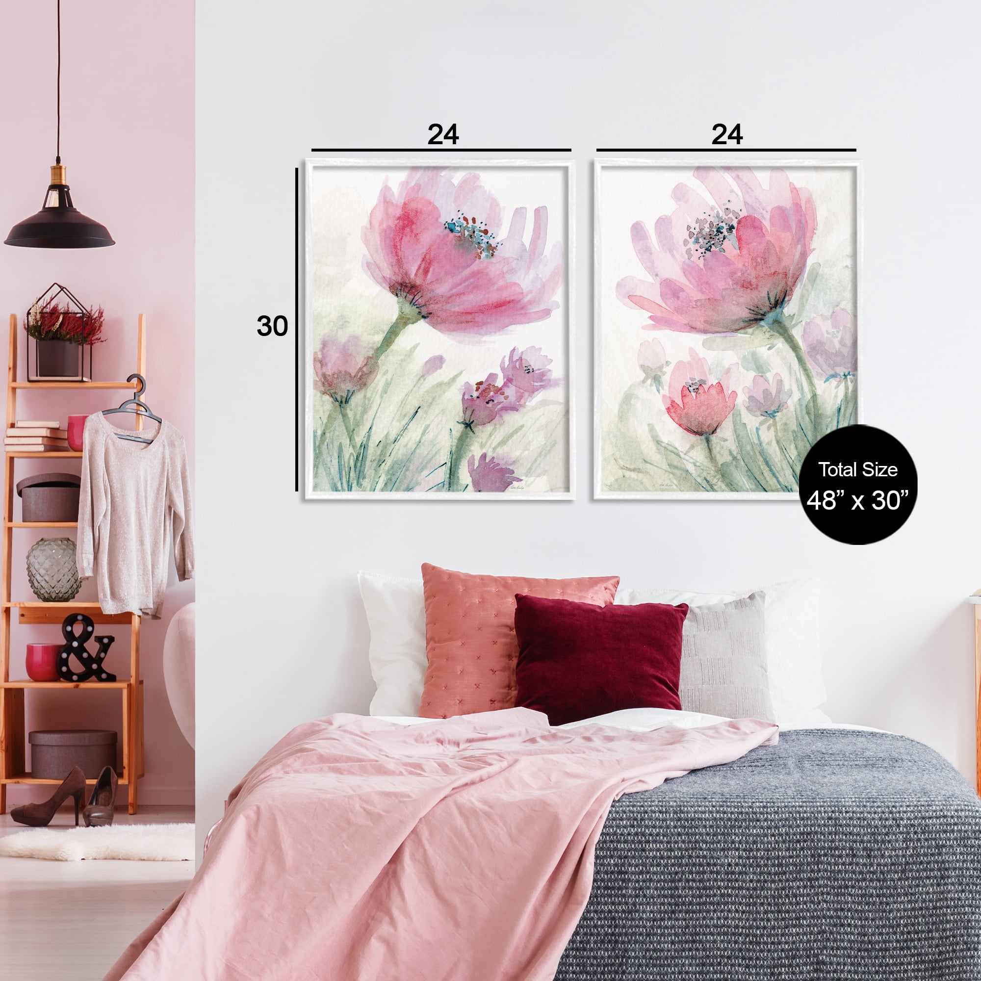 Stupell Industries Speckled Flower Stamens 2 Piece White Framed Giclee Art Set, design by Patti Bishop