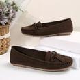 thumbnail image 7 of Miluxas Women's Moccasin Slippers Suede Lace-Up Bow Cozy Indoor & Outdoor Slip On Loafers Shoes for Women Brown-A 7(39), 7 of 7