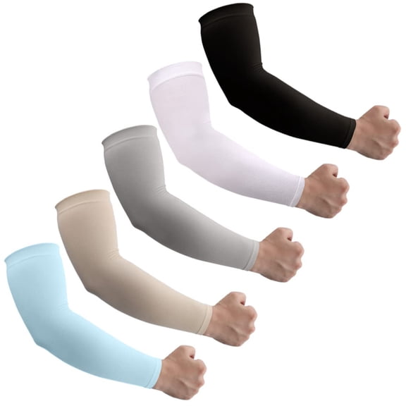 5 Pairs UV Sun Protection Arm Sleeves for Men & Women - Tattoo Cover Up - UPF 50 Cooling Sleeve for Golf, Cycling