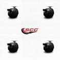thumbnail image 2 of 2 Inch Black Metal Hooded Twin Caster with Brake Nylon Wheels Top Plate Set of 4, 2 of 2