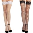 thumbnail image 3 of 2 pares de medias de red (blancas y negras), medias de red de encaje, medias elásticas para mujer, medias de red antideslizantes sexys, talla única, 3 of 5