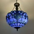 thumbnail image 7 of Tiffany Pendant Lights Ceiling Light Blue Stained Glass Baroque Style LED Bulbs Included for Dining Room Living Room Bedroom 16" W*16''D*60" H, 7 of 7