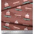 thumbnail image 3 of Soimoi Brown Japan Crepe Satin Fabric Cake & Ornaments Christmas Printed Craft Fabric by the Yard 42 Inch Wide, 3 of 3