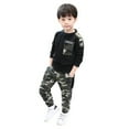 thumbnail image 4 of Yuanyu Toddler Kids Boys 2 Pcs Fall Outfit Long Sleeve Tops + Camouflage Pants Outfits Set Baby Sweatsuit Set 1-12 Years, 4 of 7