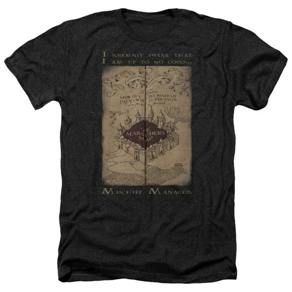 Harry Potter - Marauders Map Words - Heather Short Sleeve Shirt - Large