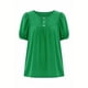 thumbnail image 5 of TaTaai Spring Summer Solid Color Puff Sleeve Top for Women Round Neck Short Sleeve Front Pleated Blouse Loose Fit Casual Comfy Daily Beach Vacation Outfits Gift, 5 of 5