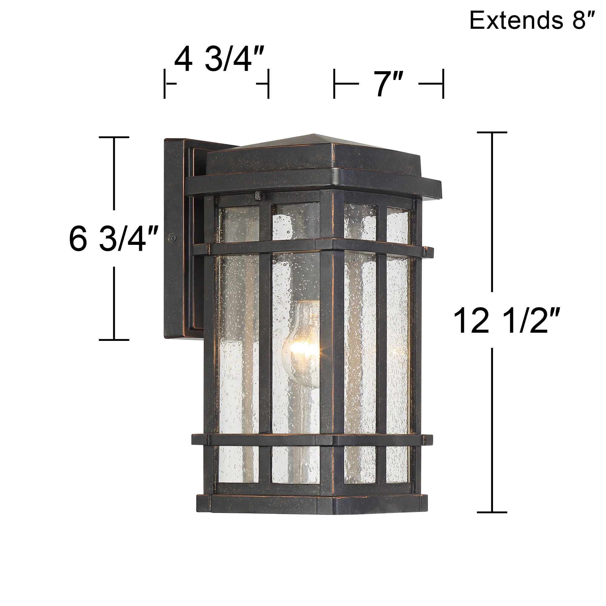John Timberland Mission Outdoor Wall Light Fixture Oil Rubbed Bronze 12 1/2" Clear Seedy Glass for Exterior House Porch Patio Deck