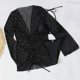 thumbnail image 4 of Conjunto de Bikini con estampado de cebra para mujer, traje de baño de manga larga con realce, cintura alta, color negro, 3 piezas, 4 of 5