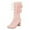 Pink, variant on YOUSNH 2024 Autumn and Winter New Korean Women Pink Bowknot Heel High Heel Mid Calf Boots Student Boots Women's Boots White 7.5