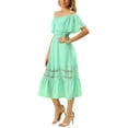 thumbnail image 4 of INSPIRE CHIC Women's Dress Flutter Sleeve Off The Shoulder Ruffle Lace Insert Maxi Dresses M Mint Green, 4 of 8
