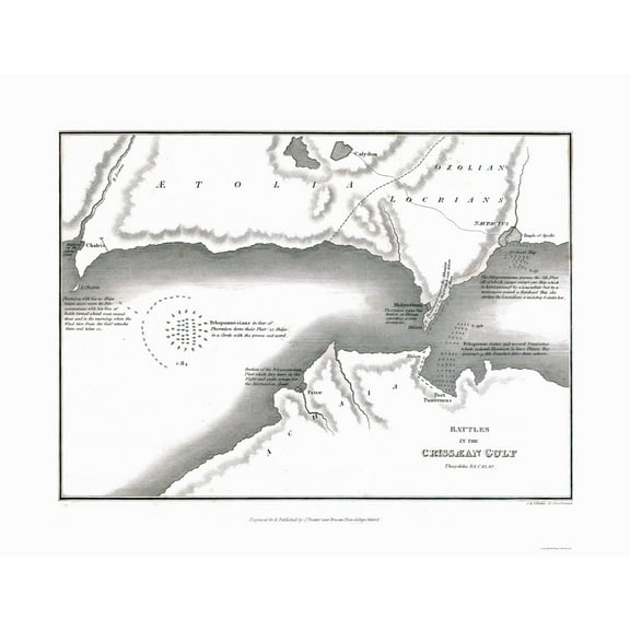 Historic War Map - Corinth Gulf Battle - Oxford 1828 - 30.07 x 23 - Vintage Wall Art