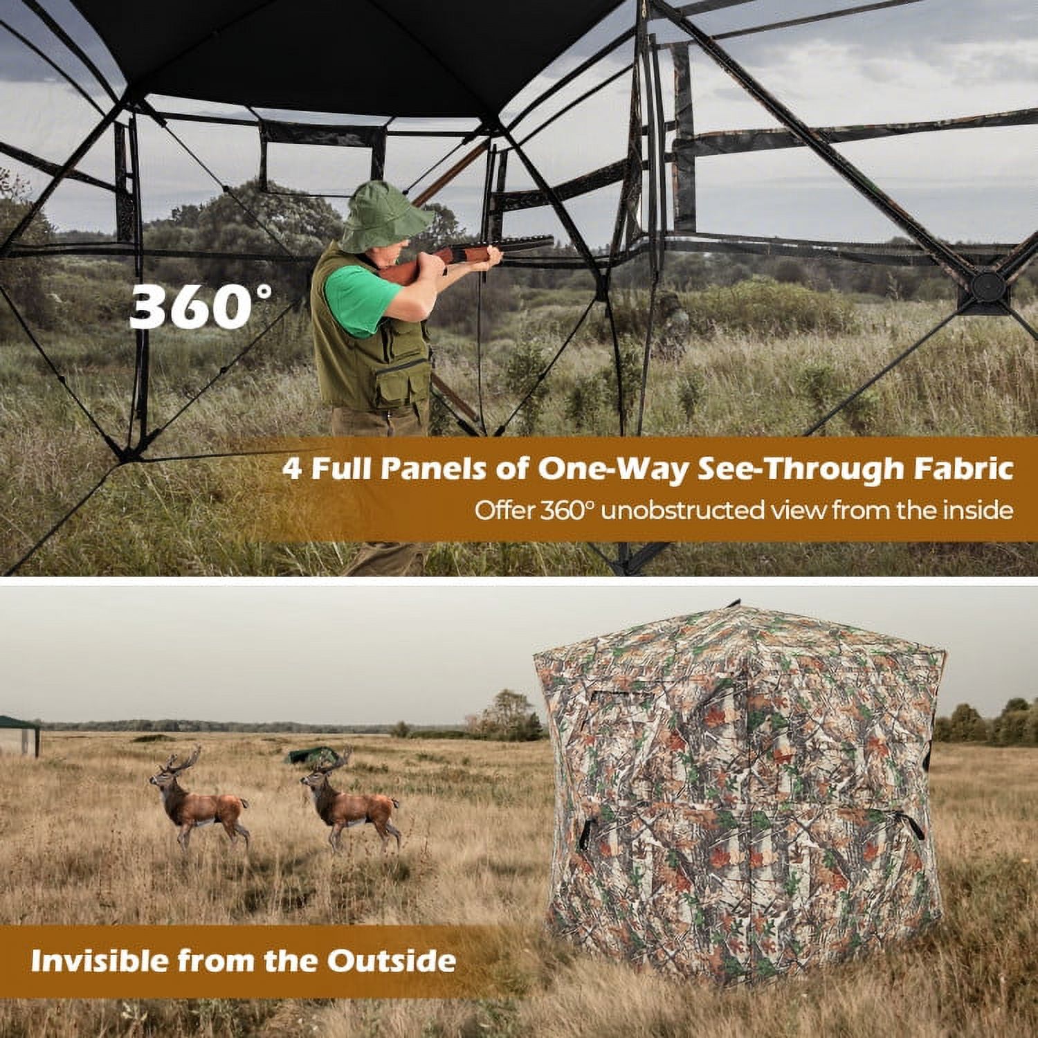 Barara King Tent,360° One Way See Through Hunting Blind Ground Blind with Portable Carrying Bag