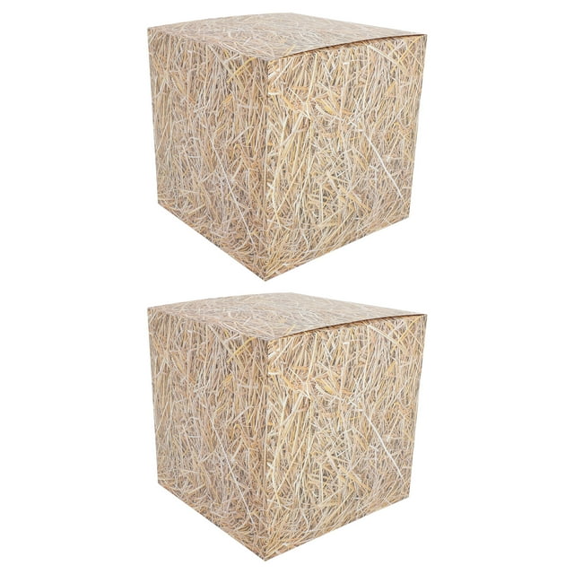 2 fardos de heno para decoración: cajas de fardos de heno con temática de vaquero occidental - Cajas de paja falsa de granja para fiesta de cumpleaños temática del oeste